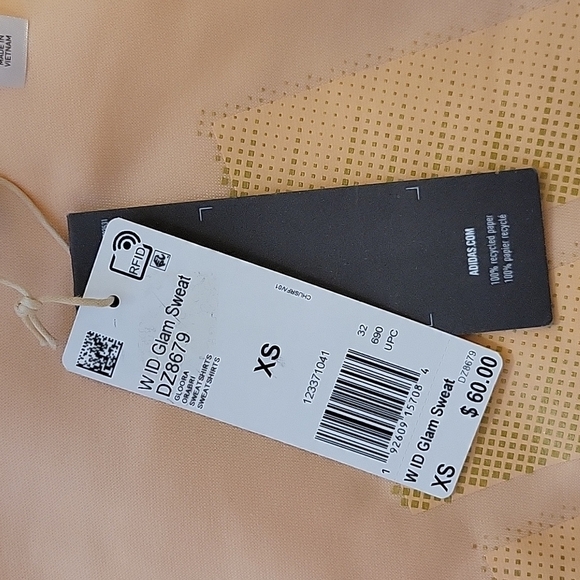 NWT Adidas Glam ID Peach Pastel Sweatshirt XS Soft Gold Logo Athleisure Chic - Picture 8 of 10